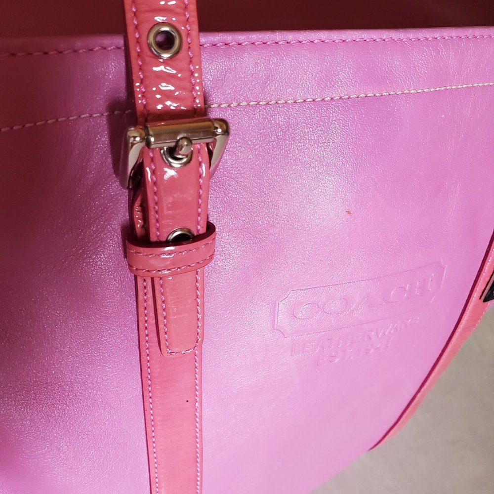 Vintage Rare Coach Gallery Pink Leather Tote Bag Purse Large - Picture 9 of 14